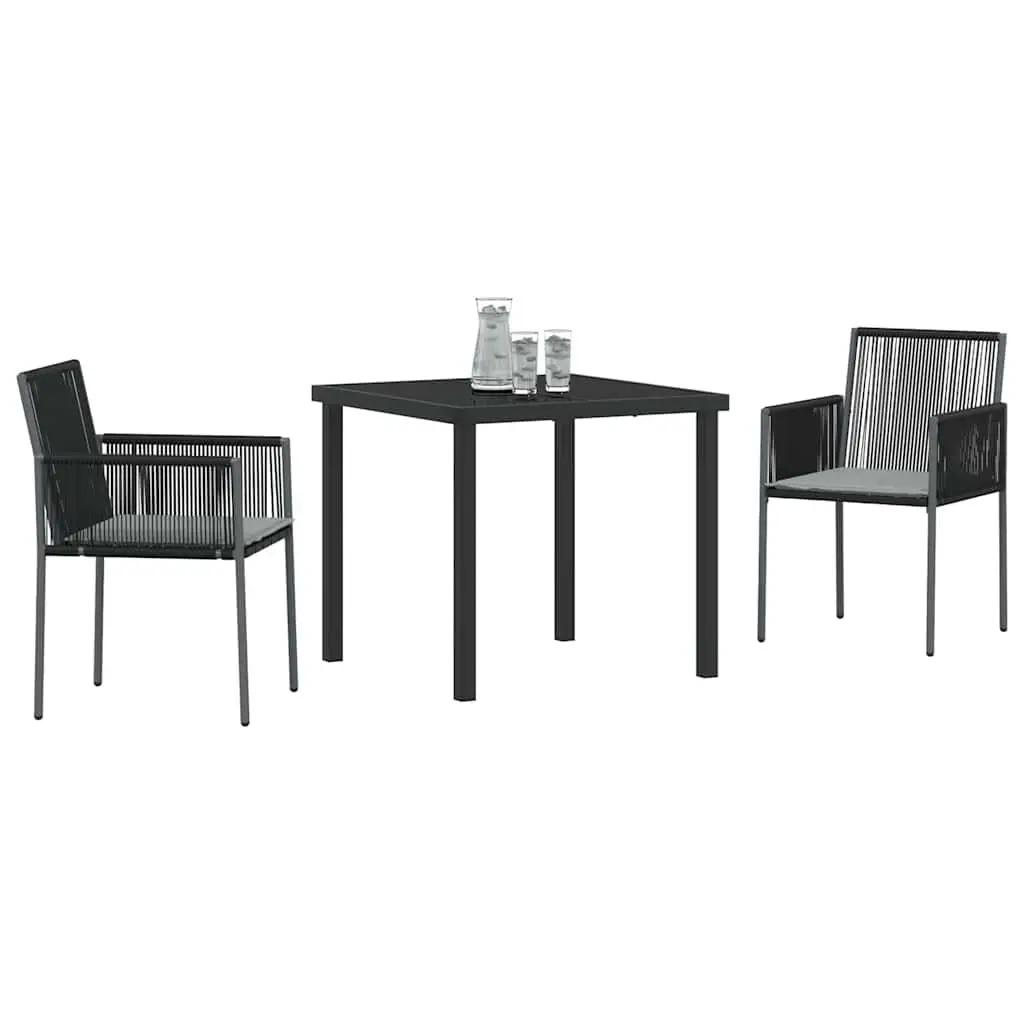 3-Piece Black Garden Dining Set