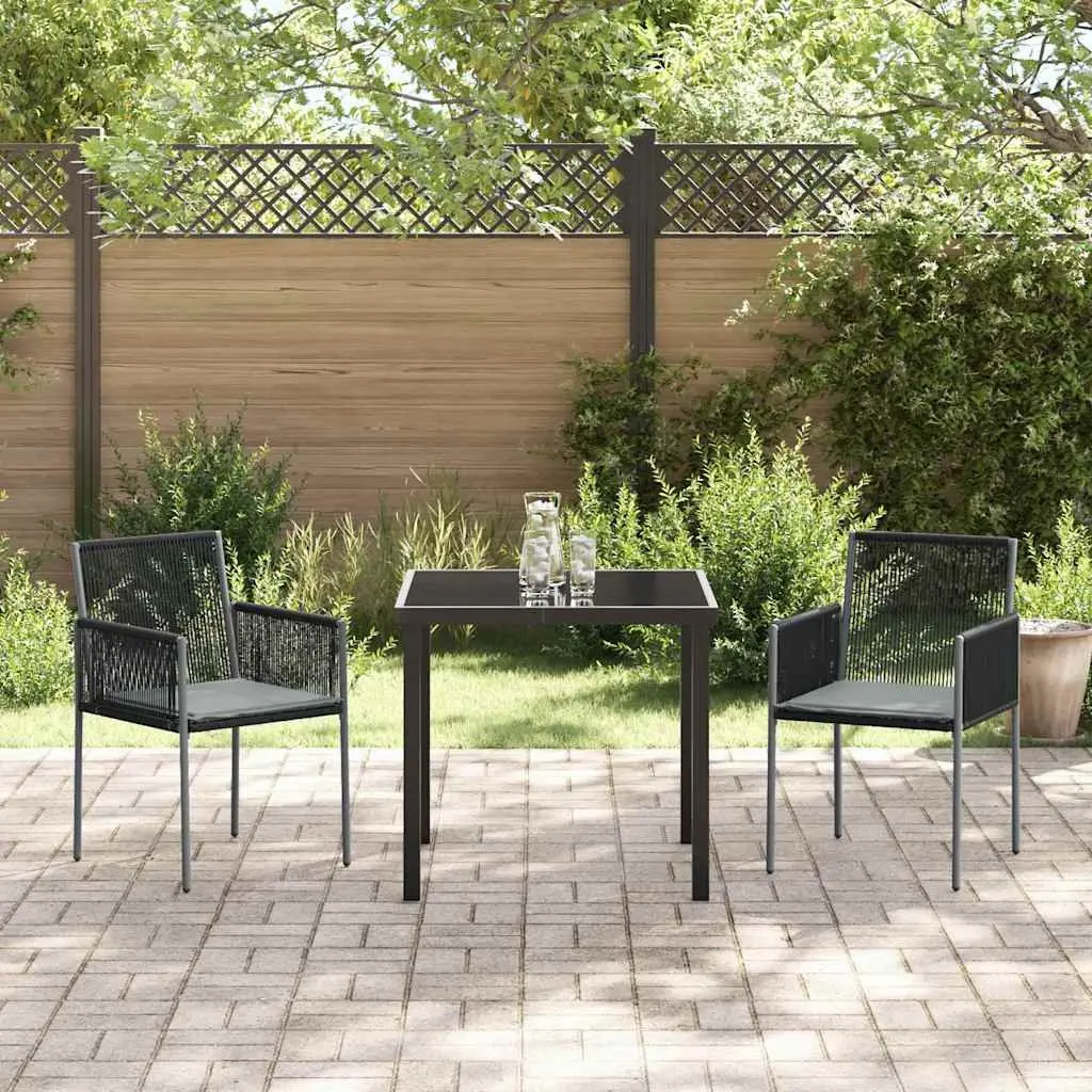 3-Piece Black Garden Dining Set