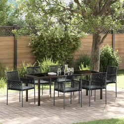 7-Piece Black Poly Rattan Garden Dining Set Specifications