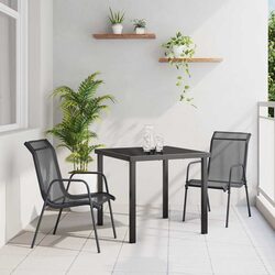 Garden Dining Set: Black Steel Frame, Rectangular Table