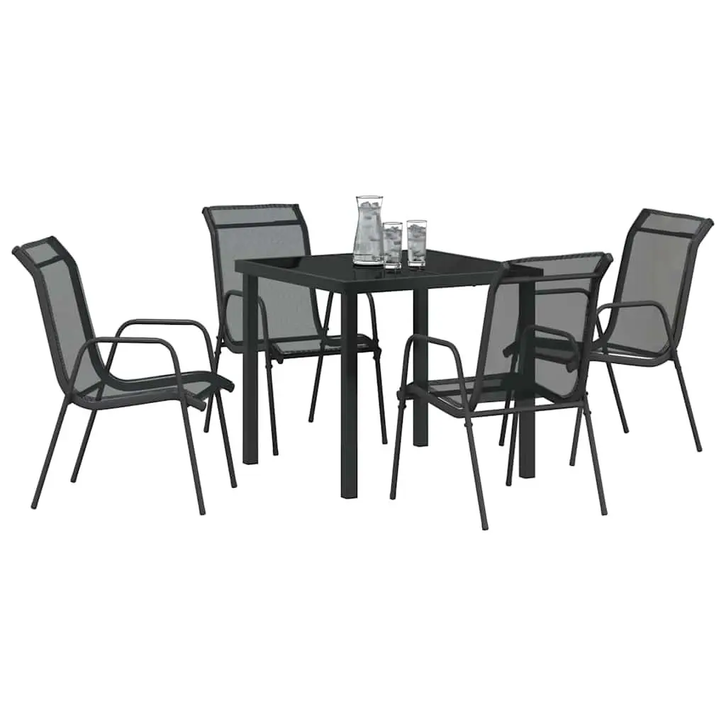 5-Piece Black Steel Dining Set
