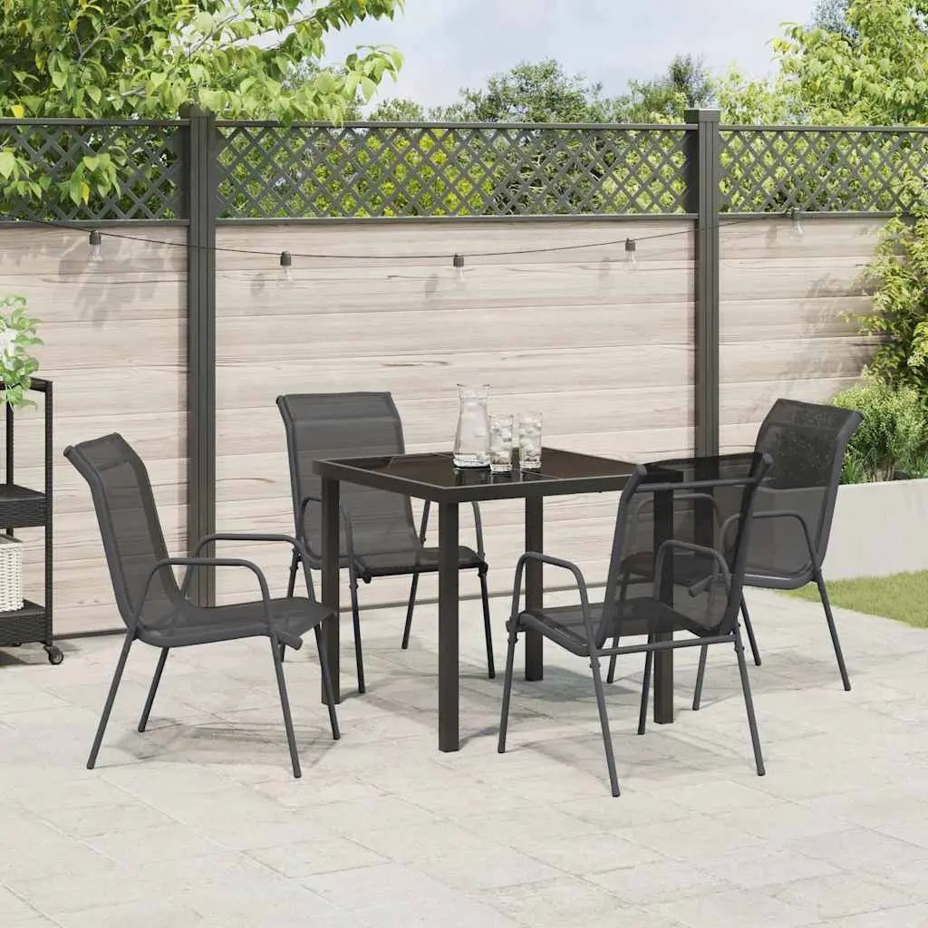 5-Piece Black Steel Dining Set