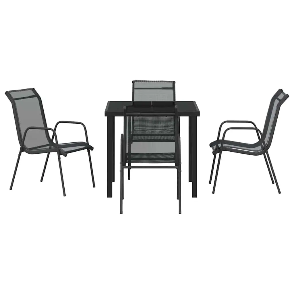 5-Piece Black Steel Dining Set