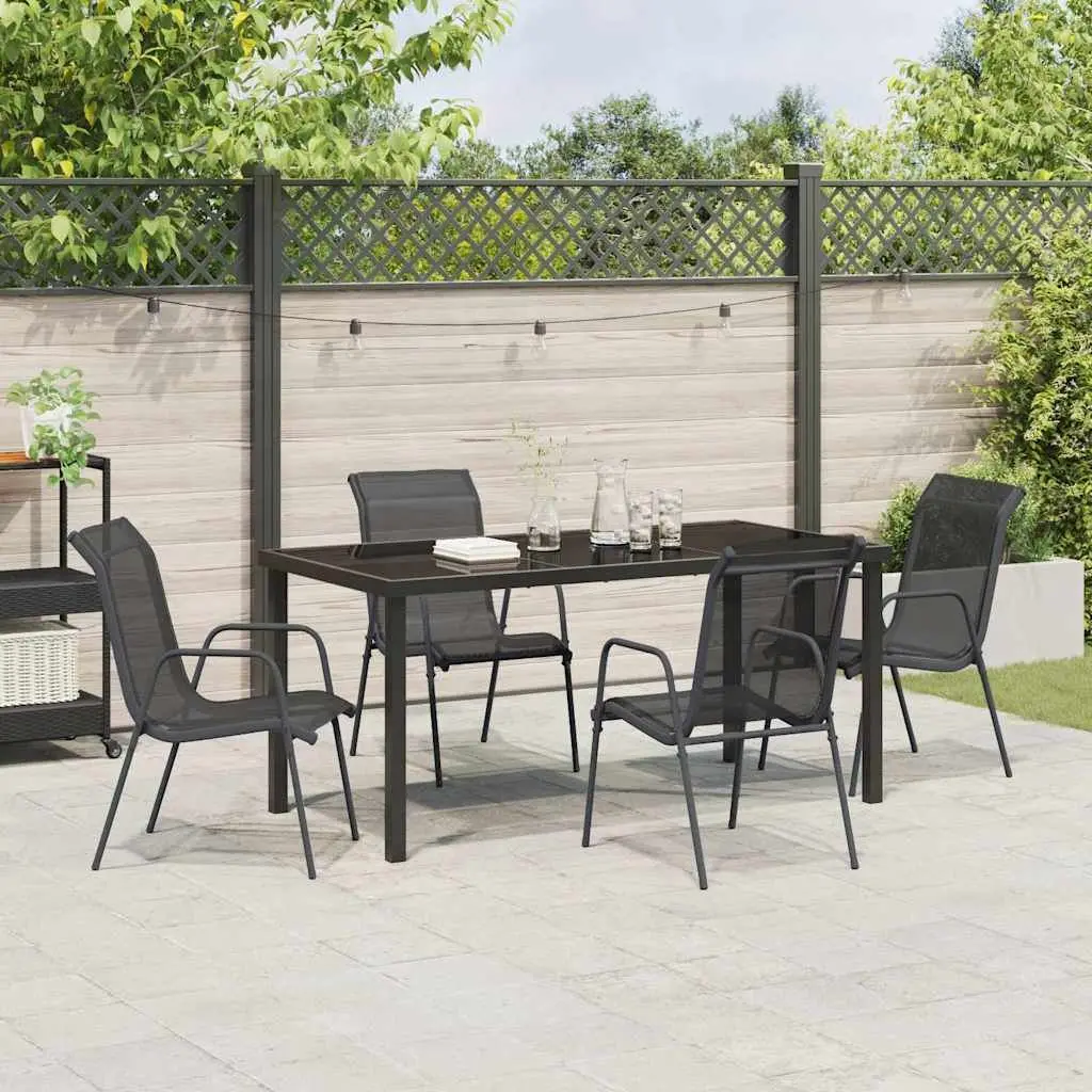 5 Piece Black Steel Outdoor Dining Set