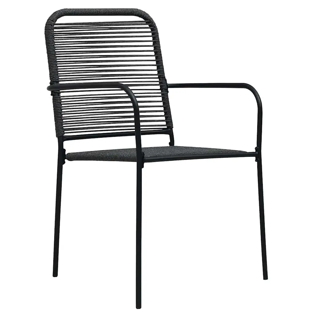Garden Dining Set 7 Pieces Rectangular Black Steel Outdoor Patio Furniture