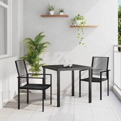 Garden Dining Set 3 Pieces - Black Powder-Coated Steel