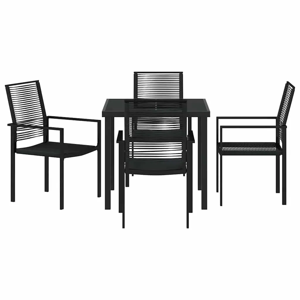 Garden Dining Set 5 Piece Black Steel Frame Outdoor Furniture Patio Table Chairs