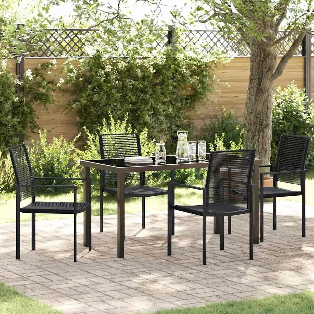 Garden Dining Set Outdoor Use 5 Piece Black Steel Patio Table Chairs