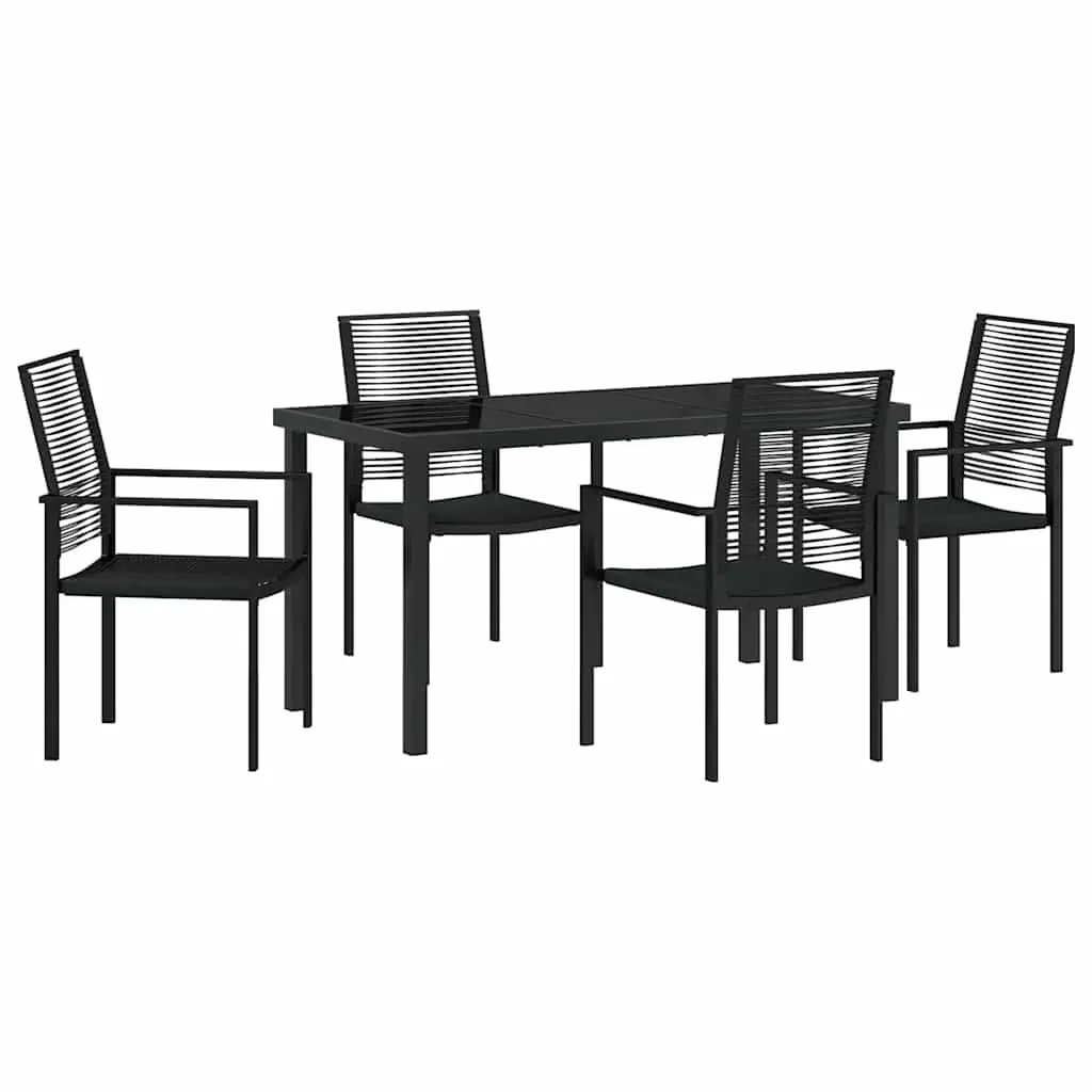 Garden Dining Set Outdoor Use 5 Piece Black Steel Patio Table Chairs