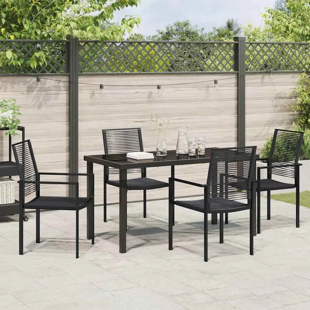 Garden Dining Set Outdoor Use 5 Piece Black Steel Patio Table Chairs