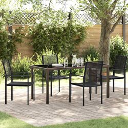5-Piece Modern Garden Dining Set in Black Steel