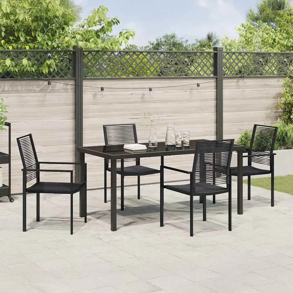 5-Piece Modern Garden Dining Set in Black Steel