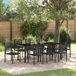 9-Piece Garden Dining Set: Black Steel Frame