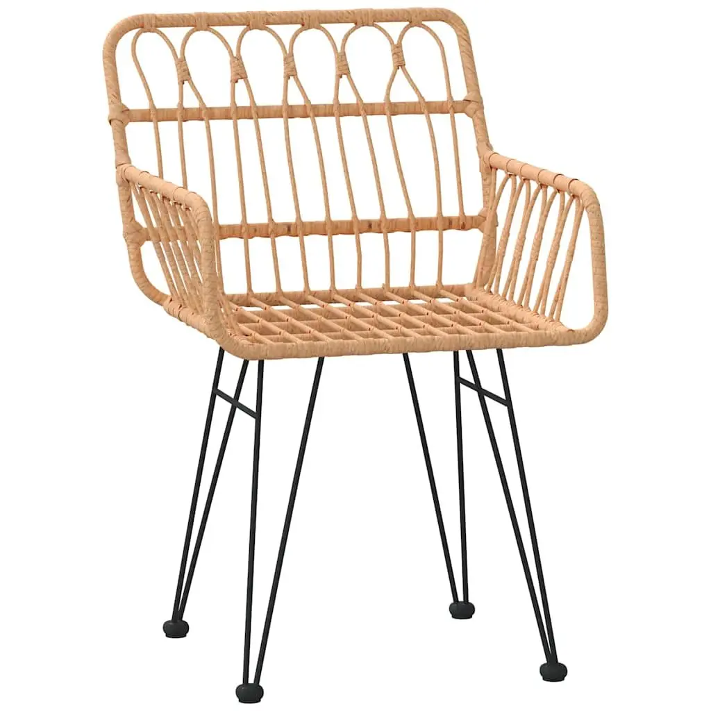Garden Dining Set 5 Piece Outdoor Furniture Brown Steel Frame Poly Rattan Seats
