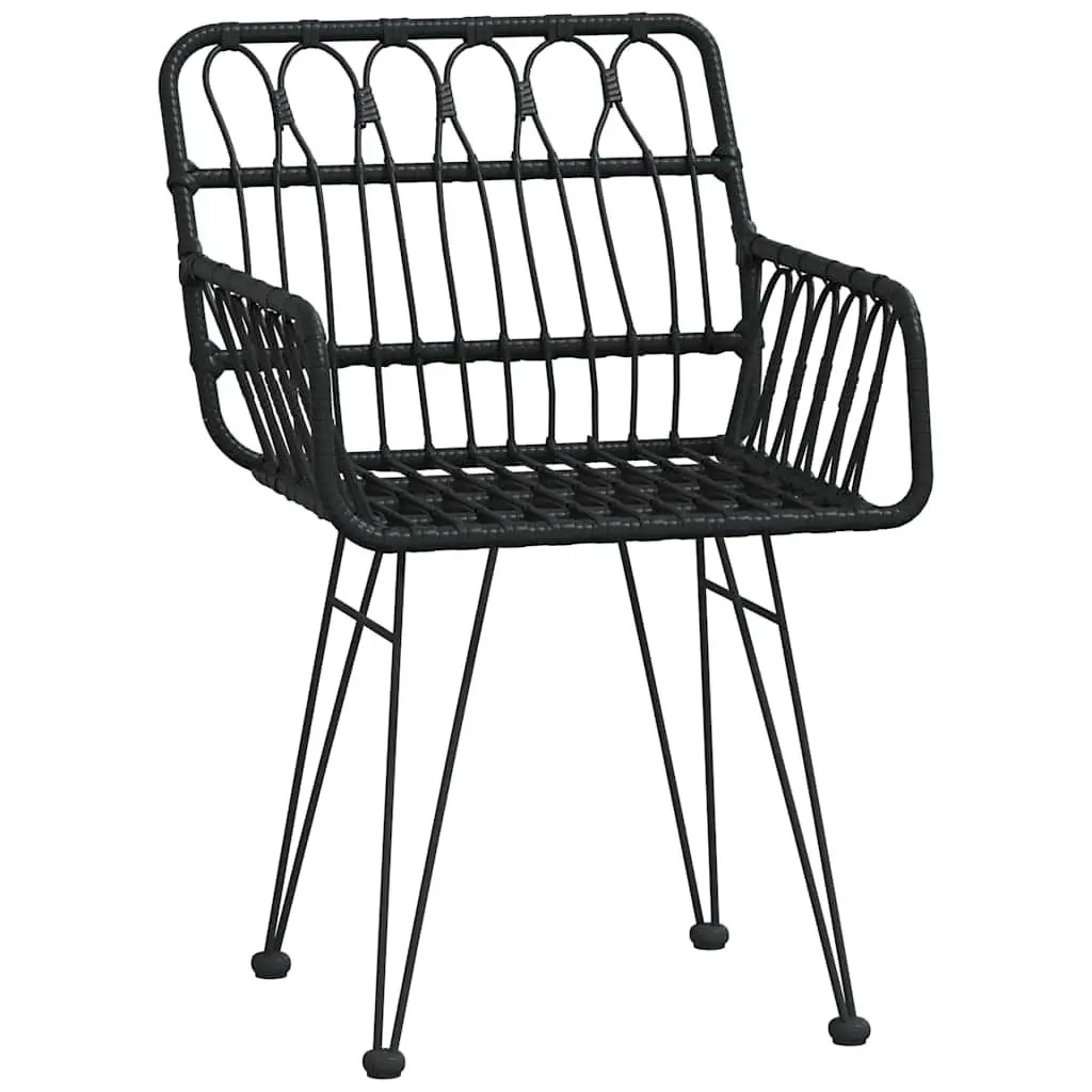 Garden Dining Set 5 Pieces Black Steel Outdoor Furniture Rectangular Table