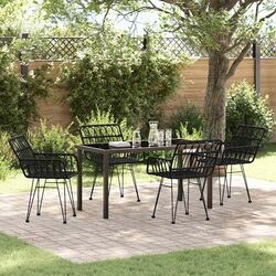 Garden Dining Set 5 Pieces Black Steel Powder-Coated Outdoor Furniture Patio