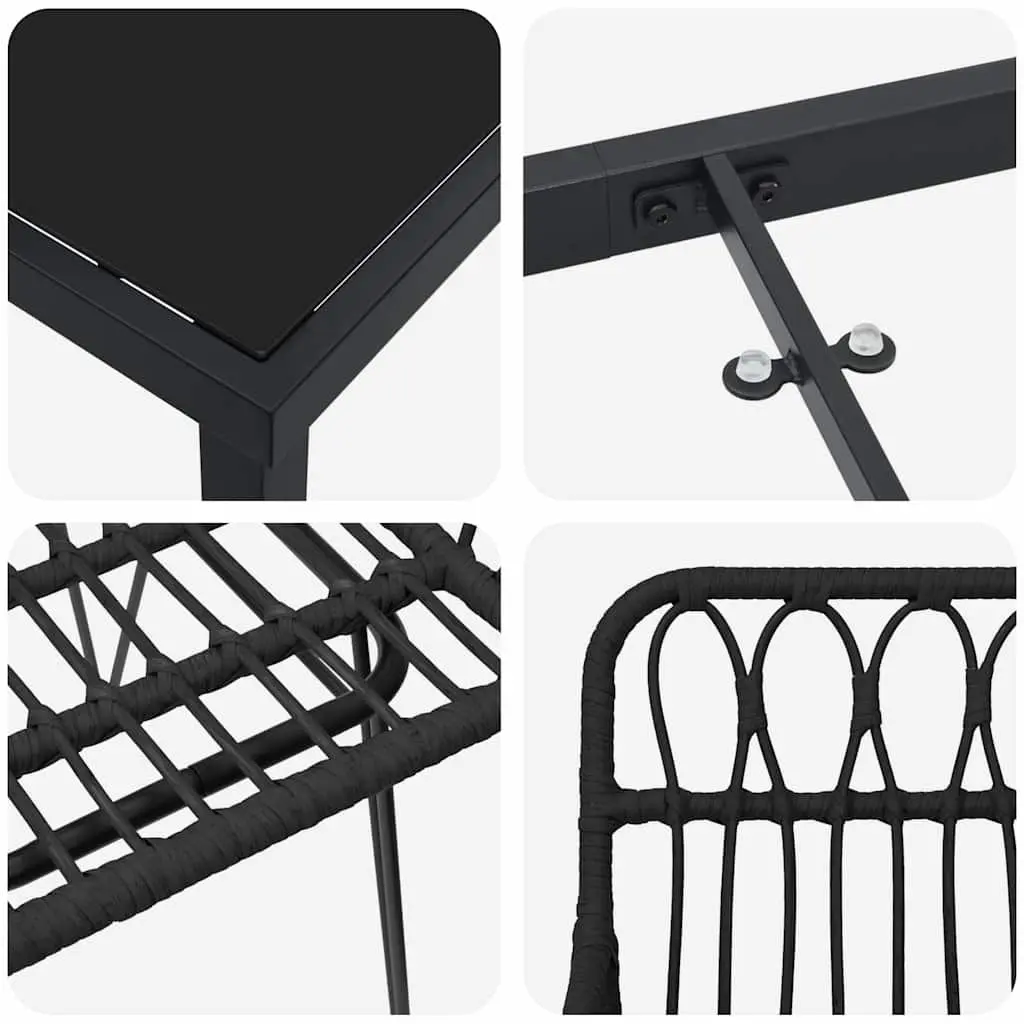 Outdoor Garden Dining Set 5 Piece Rectangular Black Steel Frame Patio Furniture