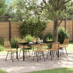 Rectangular Garden Dining Set - 7 Pieces in Brown