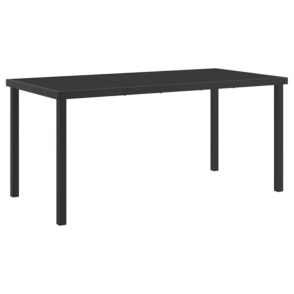 Outdoor Garden Dining Set 5 Piece Black Steel Frame Patio Furniture Rectangular