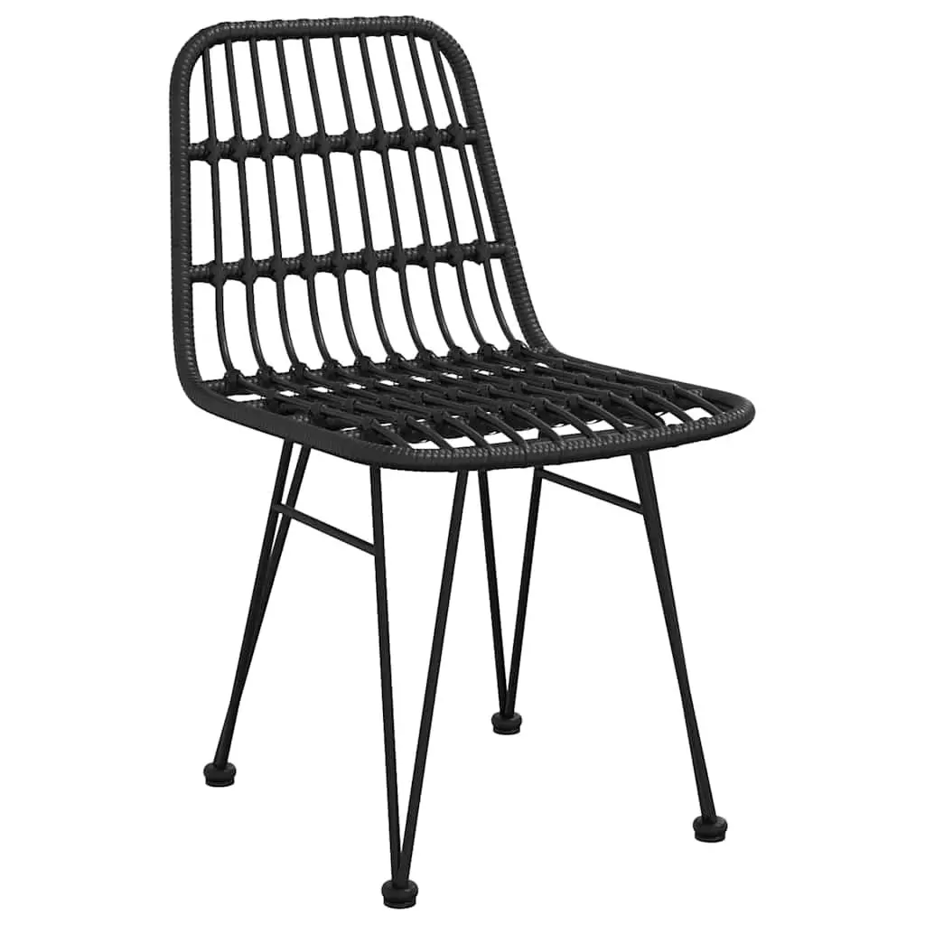 Outdoor Garden Dining Set 5 Piece Black Steel Frame Patio Furniture Rectangular