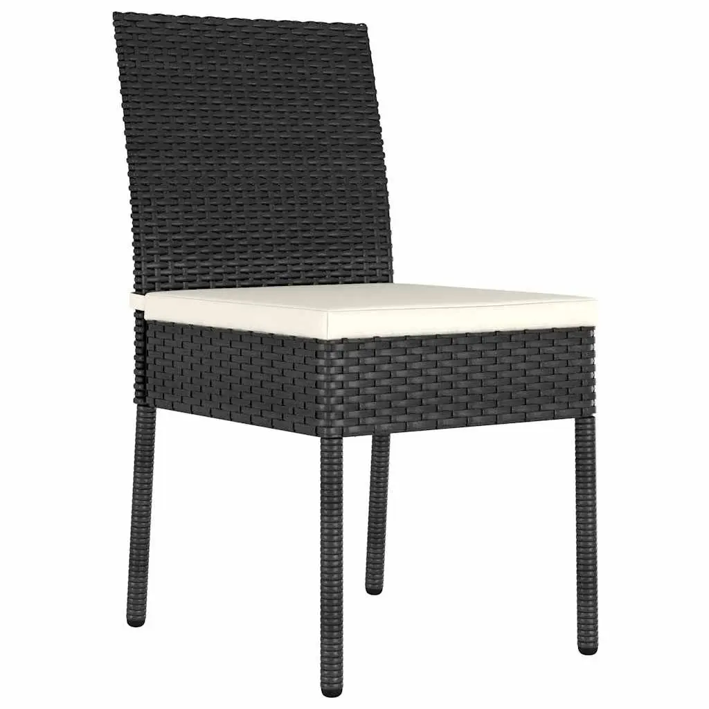 Outdoor Dining Set for Garden 3 Pieces Black Steel Frame Rattan Seating Furniture