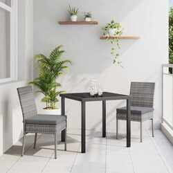 Garden Dining Set: 3-Piece, Grey Steel Frame Specs