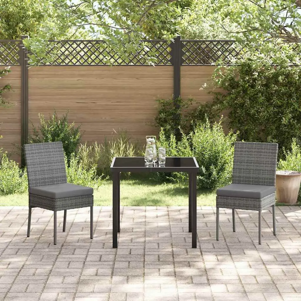 Garden Dining Set 3 Pieces Grey Powder-Coated Steel Frame Outdoor Furniture