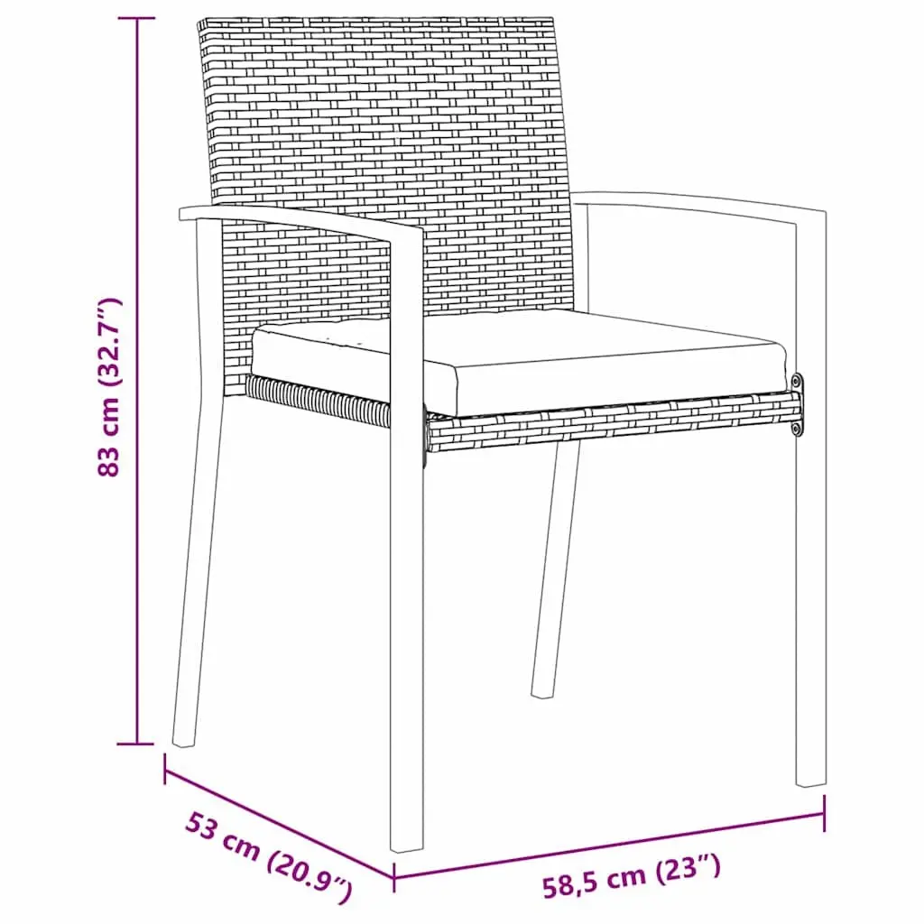Garden Dining Set 3 Pieces Outdoor Use Black Steel Frame Poly Rattan
