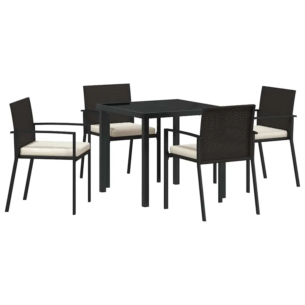 Garden Dining Set Outdoor Furniture 5 Piece Black Steel with Cushions