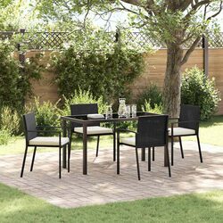 5-Piece Garden Dining Set - Durable Black Steel Frame