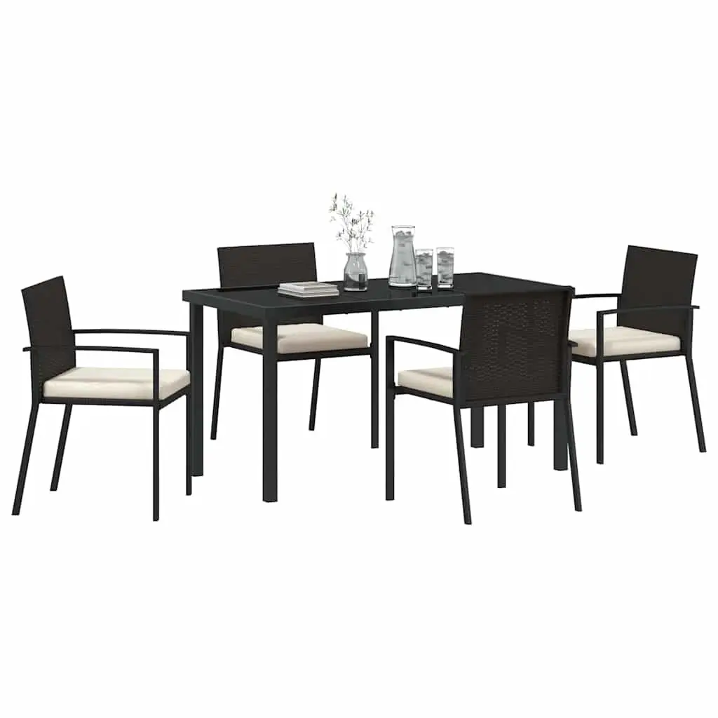 Garden Dining Set Outdoor Furniture 5 Piece Black Steel Table Chairs