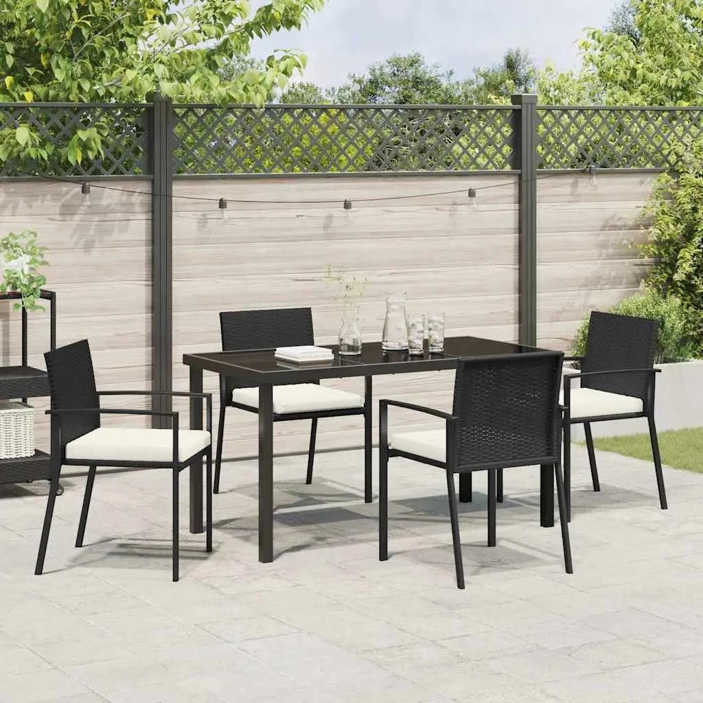 Garden Dining Set Outdoor Furniture 5 Piece Black Steel Table Chairs