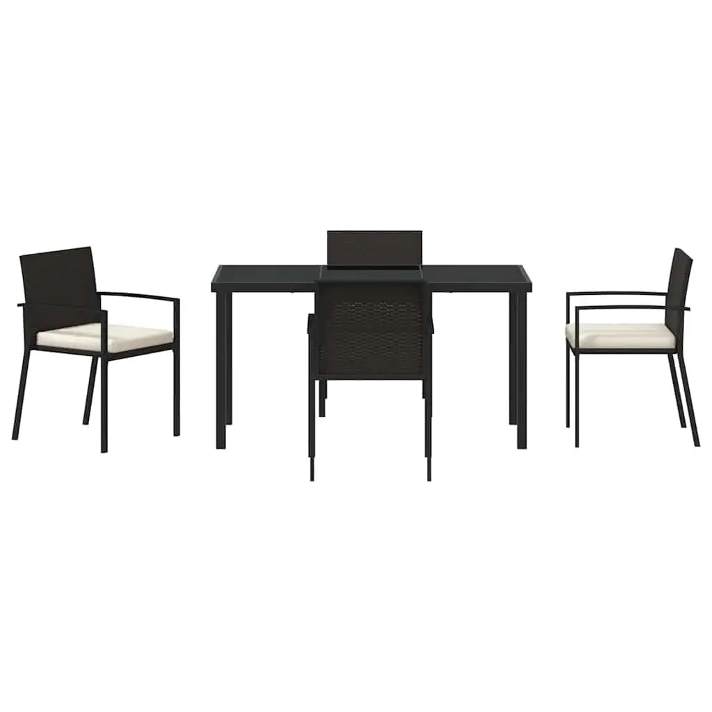 Garden Dining Set Outdoor Furniture 5 Piece Black Steel Table Chairs