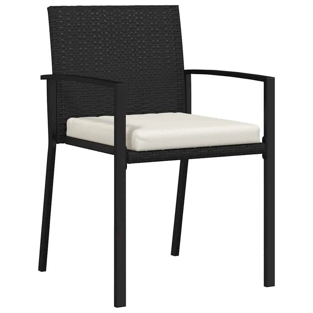 Garden Dining Set Outdoor Use 5 Piece Black Steel Frame Rattan Chairs Table
