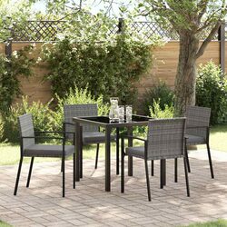 Garden Dining Set: 5-Piece with Steel Frame and Rattan
