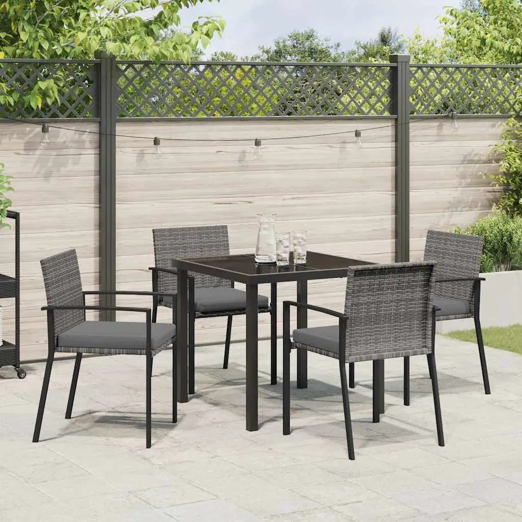 Garden Dining Set 5 Pieces Outdoor Furniture Steel Frame Poly Rattan Chairs
