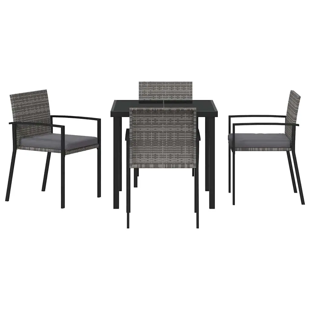 Garden Dining Set 5 Pieces Outdoor Furniture Steel Frame Poly Rattan Chairs