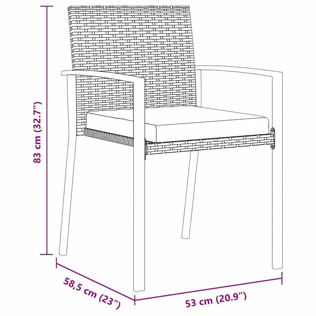 Garden Dining Set 5 Pieces Outdoor Furniture Steel Frame Poly Rattan Chairs