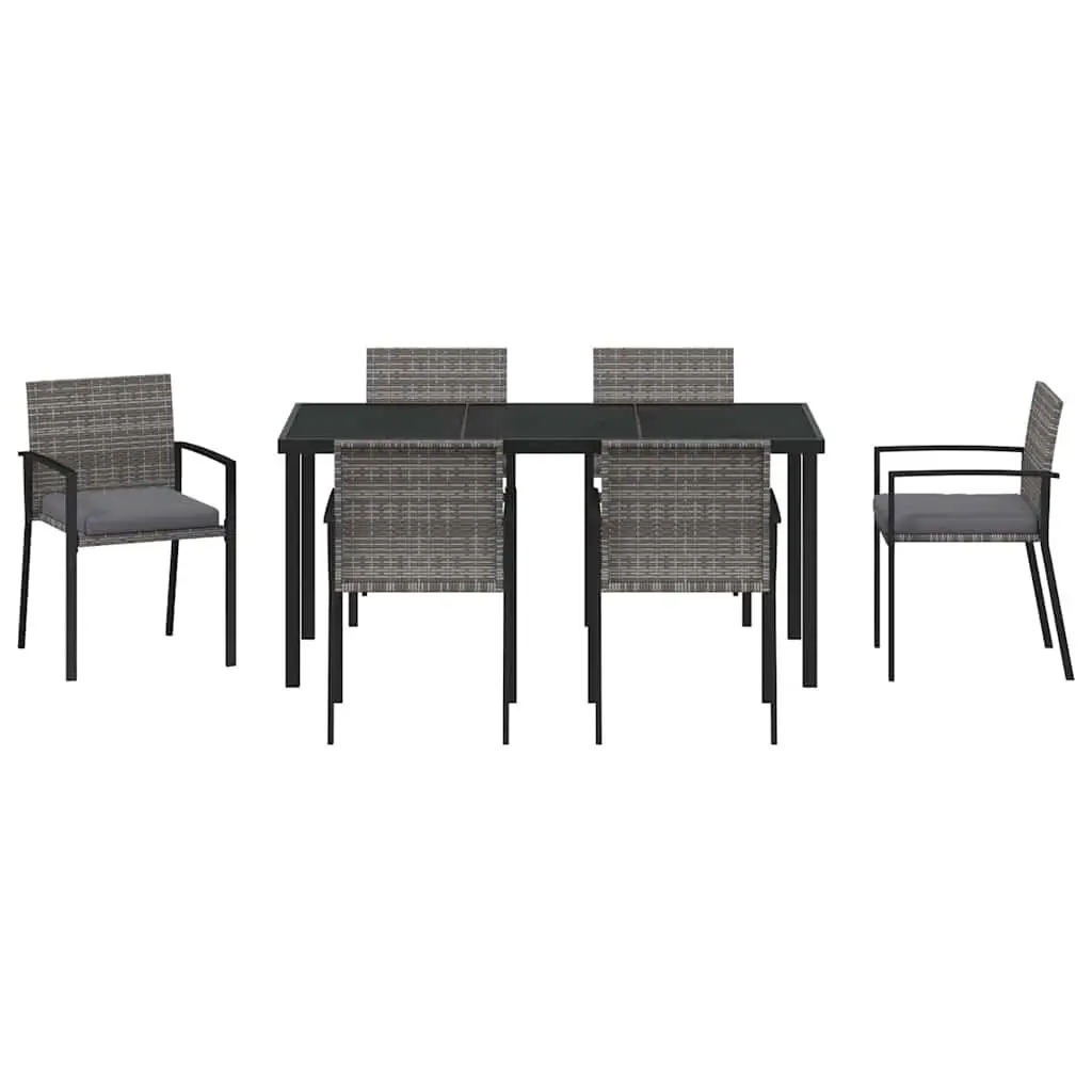 Garden Dining Set Outdoor Furniture 7 Pieces Steel Frame Poly Rattan Seats