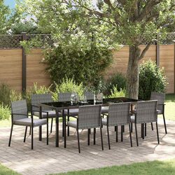 Garden Dining Set 9 Pieces Outdoor Furniture Patio Table Chairs Grey