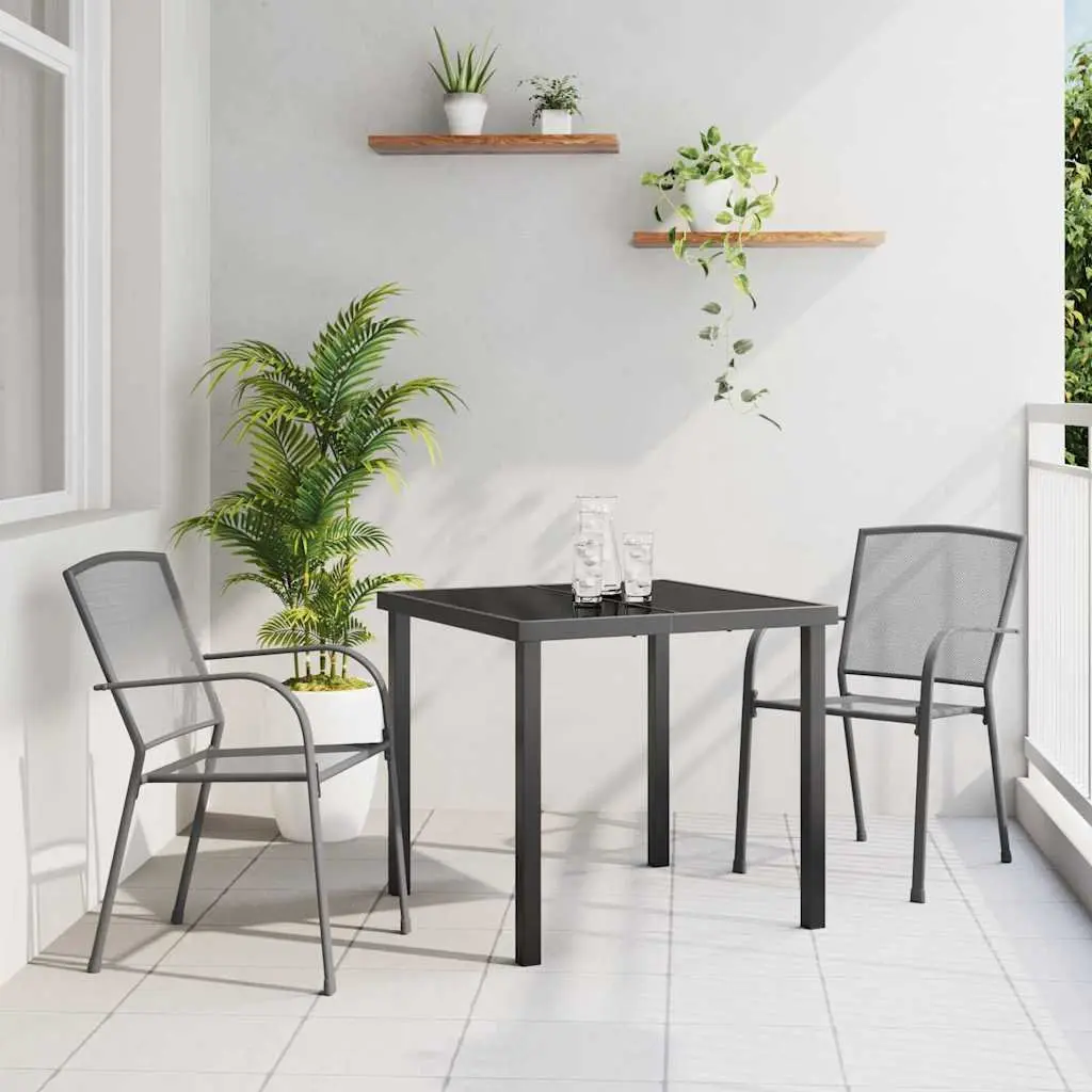 Garden Dining Set Outdoor Use 3 Pieces Anthracite Powder-Coated Steel