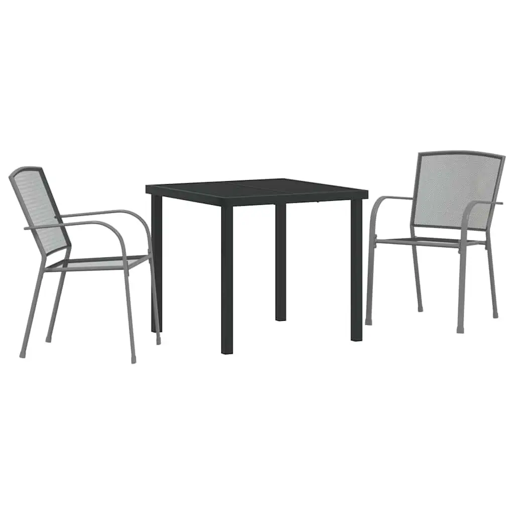 Garden Dining Set Outdoor Use 3 Pieces Anthracite Powder-Coated Steel