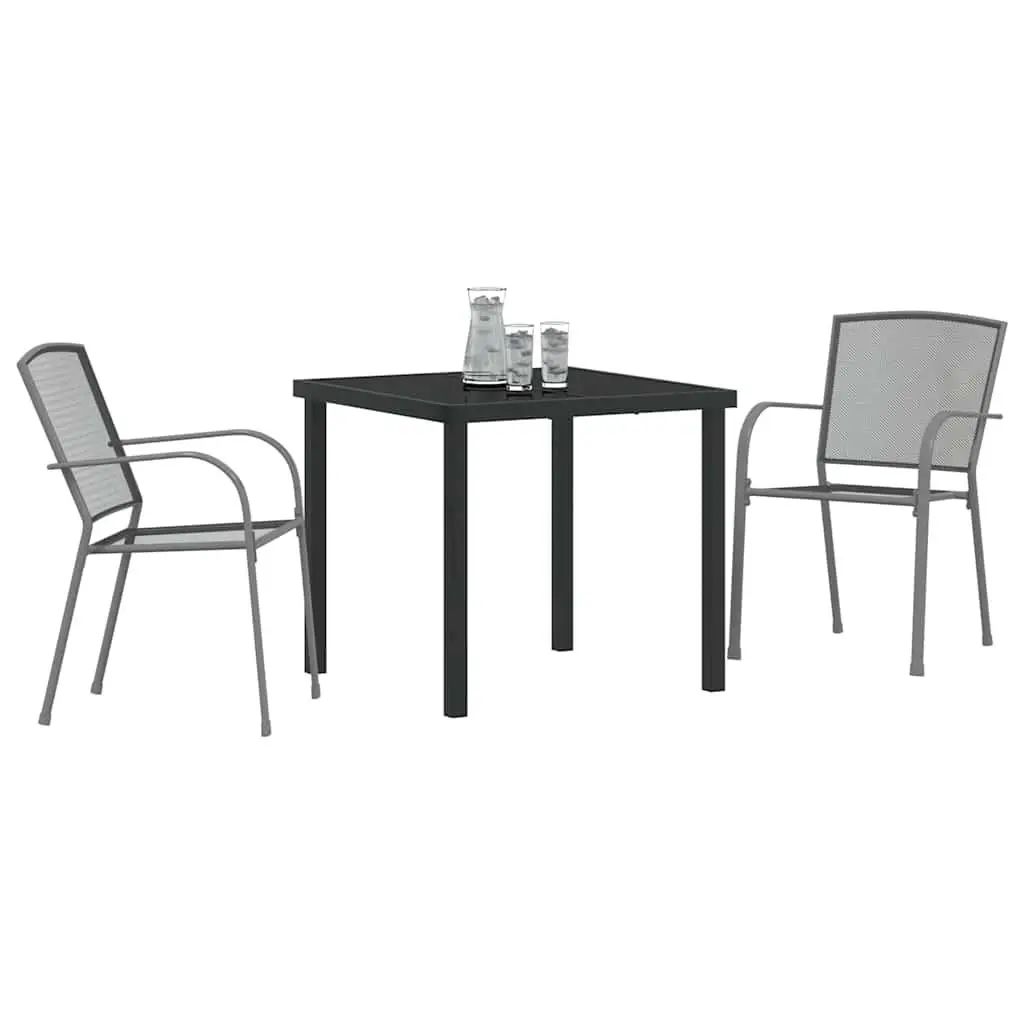 Garden Dining Set Outdoor Use 3 Pieces Anthracite Powder-Coated Steel
