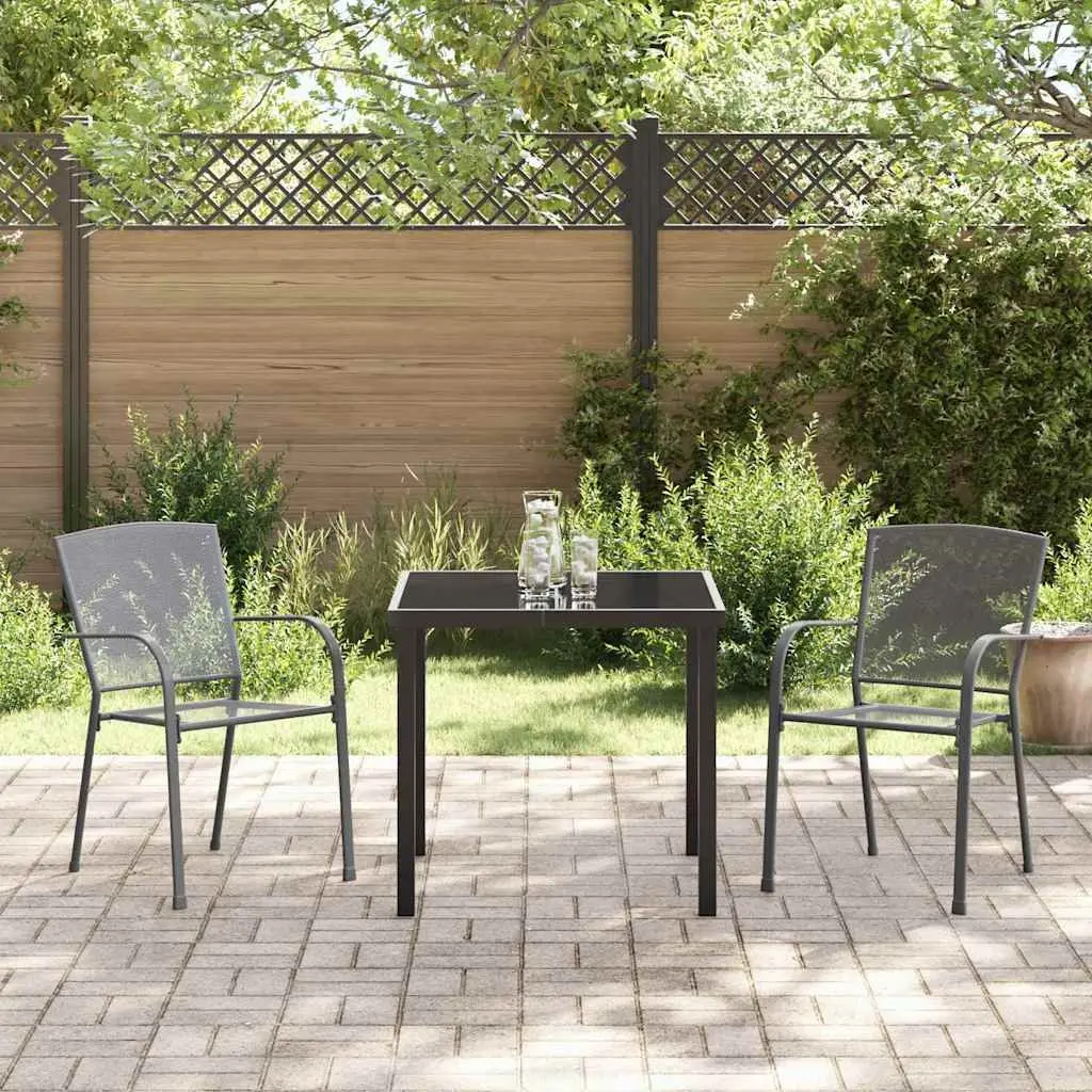 Garden Dining Set Outdoor Use 3 Pieces Anthracite Powder-Coated Steel