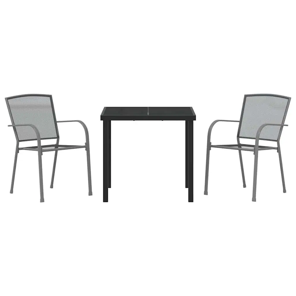 Garden Dining Set Outdoor Use 3 Pieces Anthracite Powder-Coated Steel