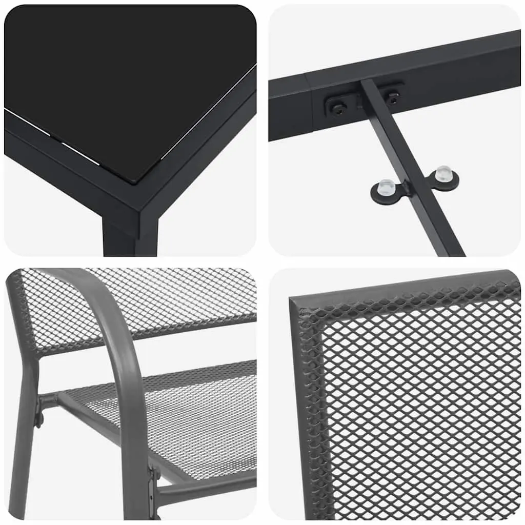 Garden Dining Set Outdoor Use 3 Pieces Anthracite Powder-Coated Steel