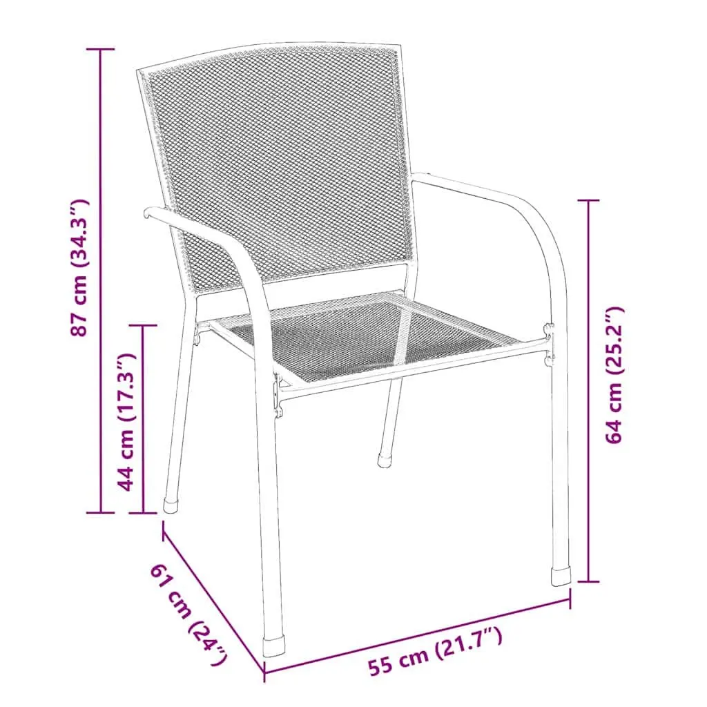 Garden Dining Set Outdoor Use 3 Pieces Anthracite Powder-Coated Steel