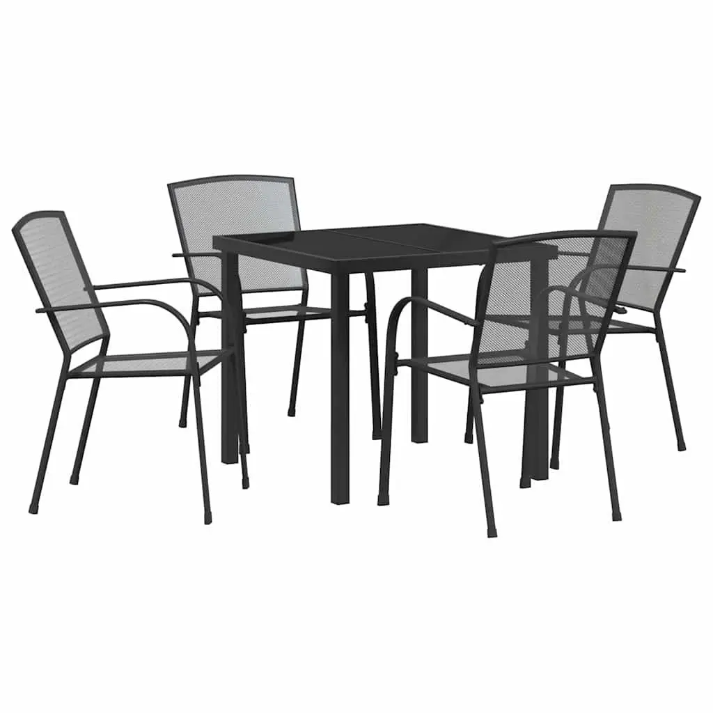 Garden Dining Set Outdoor Use 5 Pieces Anthracite Rectangular Table and Chairs