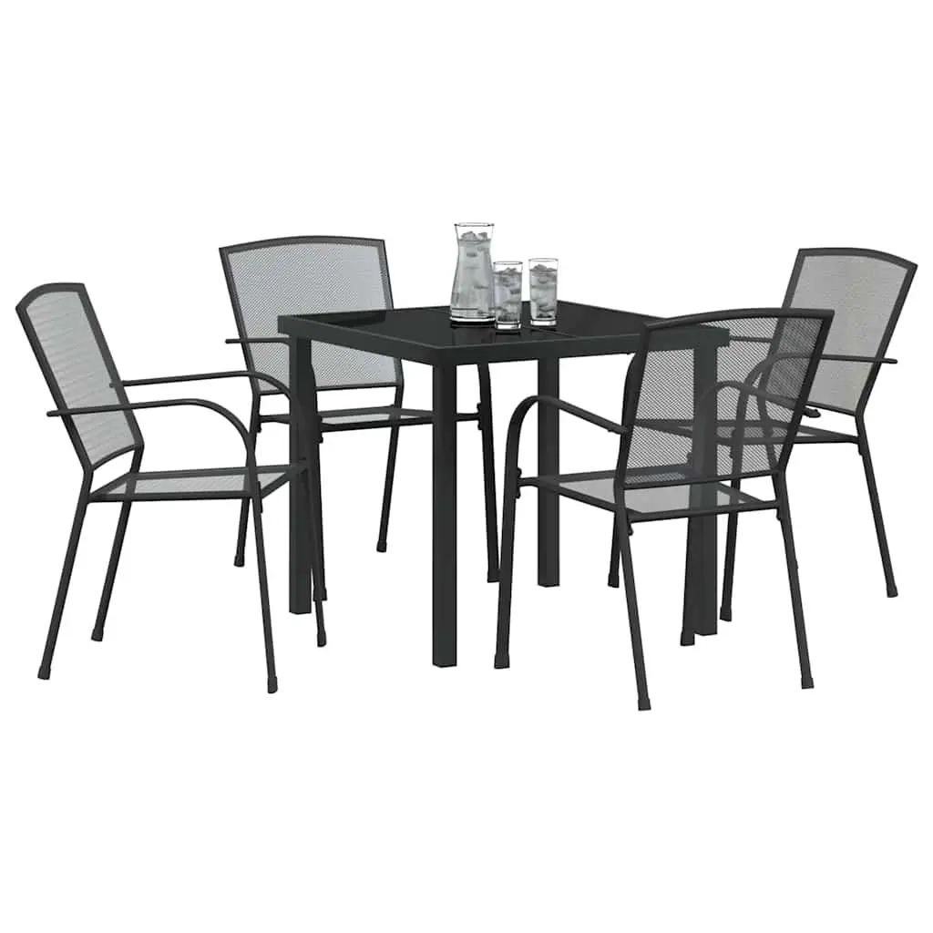 Garden Dining Set Outdoor Use 5 Pieces Anthracite Rectangular Table and Chairs
