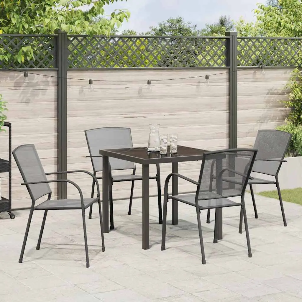 Garden Dining Set Outdoor Use 5 Pieces Anthracite Rectangular Table and Chairs